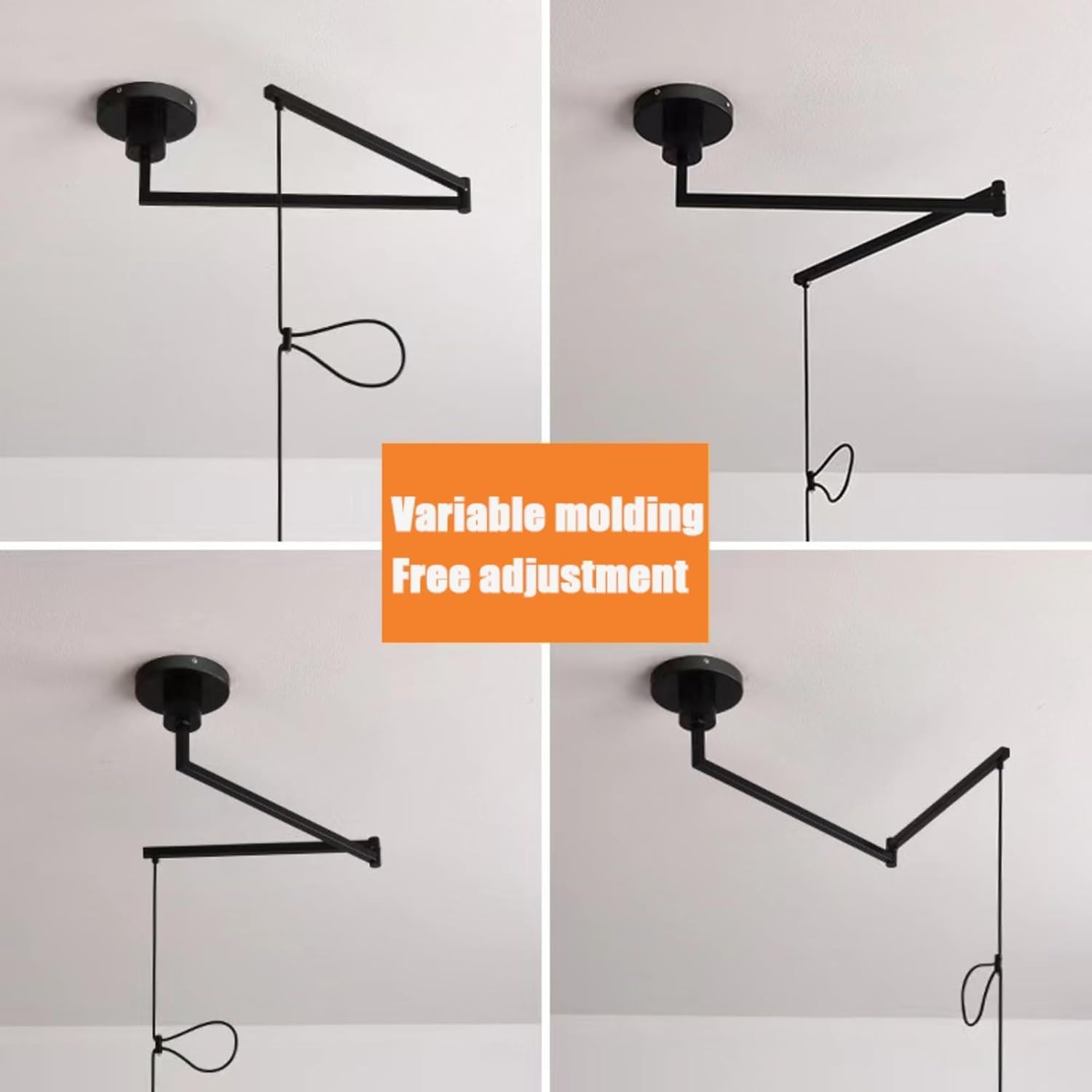 Boho Light Rattan Adjustable Swing Arm Lighting Kitchen Island Hand Woven Bamboo Hanging Lamp Industrial Light Fixture Wicker Coastal Chandelier for Dining Room Bedroom/14.9''