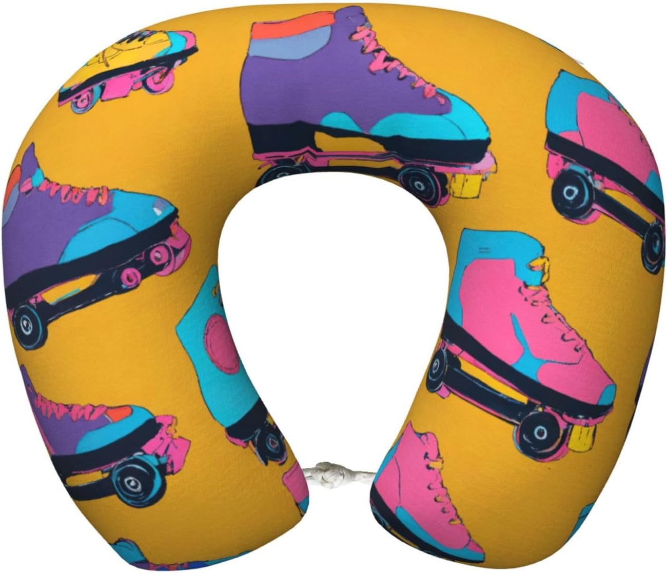 Colorful Roller Skates Print Memory Foam Travel Pillow U-Shaped Neck Support Cushion Accessories