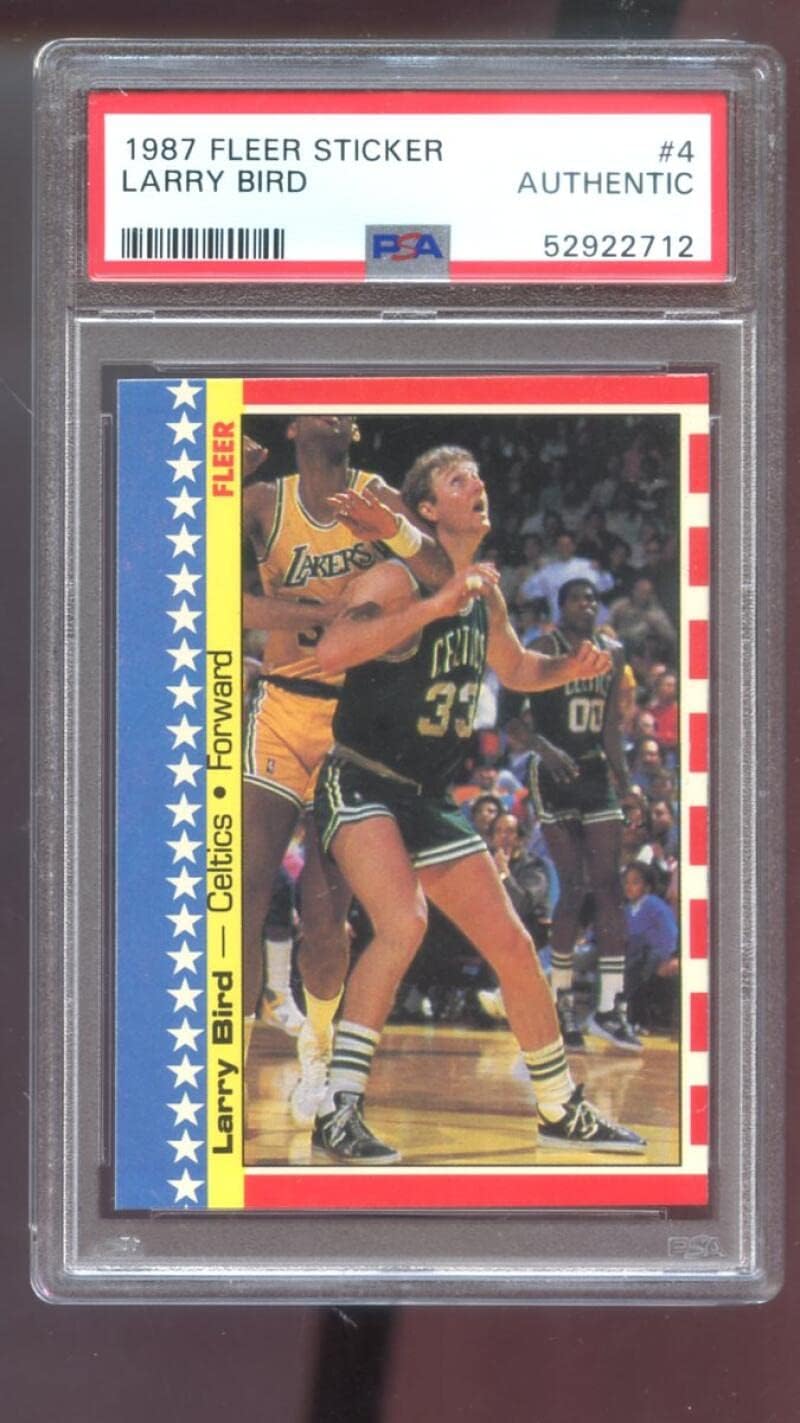 1987-88 Fleer #4 Larry Bird Sticker PSA AUTHENTIC Graded Basketball Card NBA 1987-1988 Boston Celtics 87-88