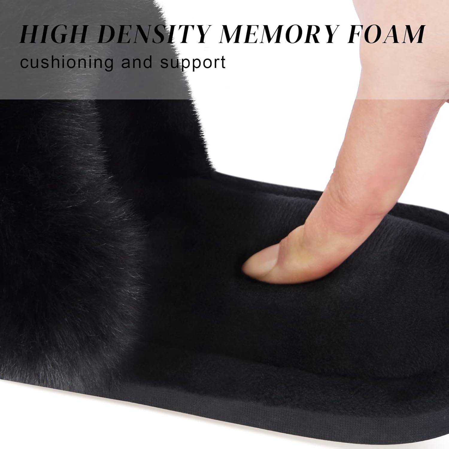 Parlovable Women's Faux Fur Slippers – Fluffy Open-Toe Memory Foam Slides with Anti-Slip Sole, Indoor & Outdoor House Shoes - Image 5