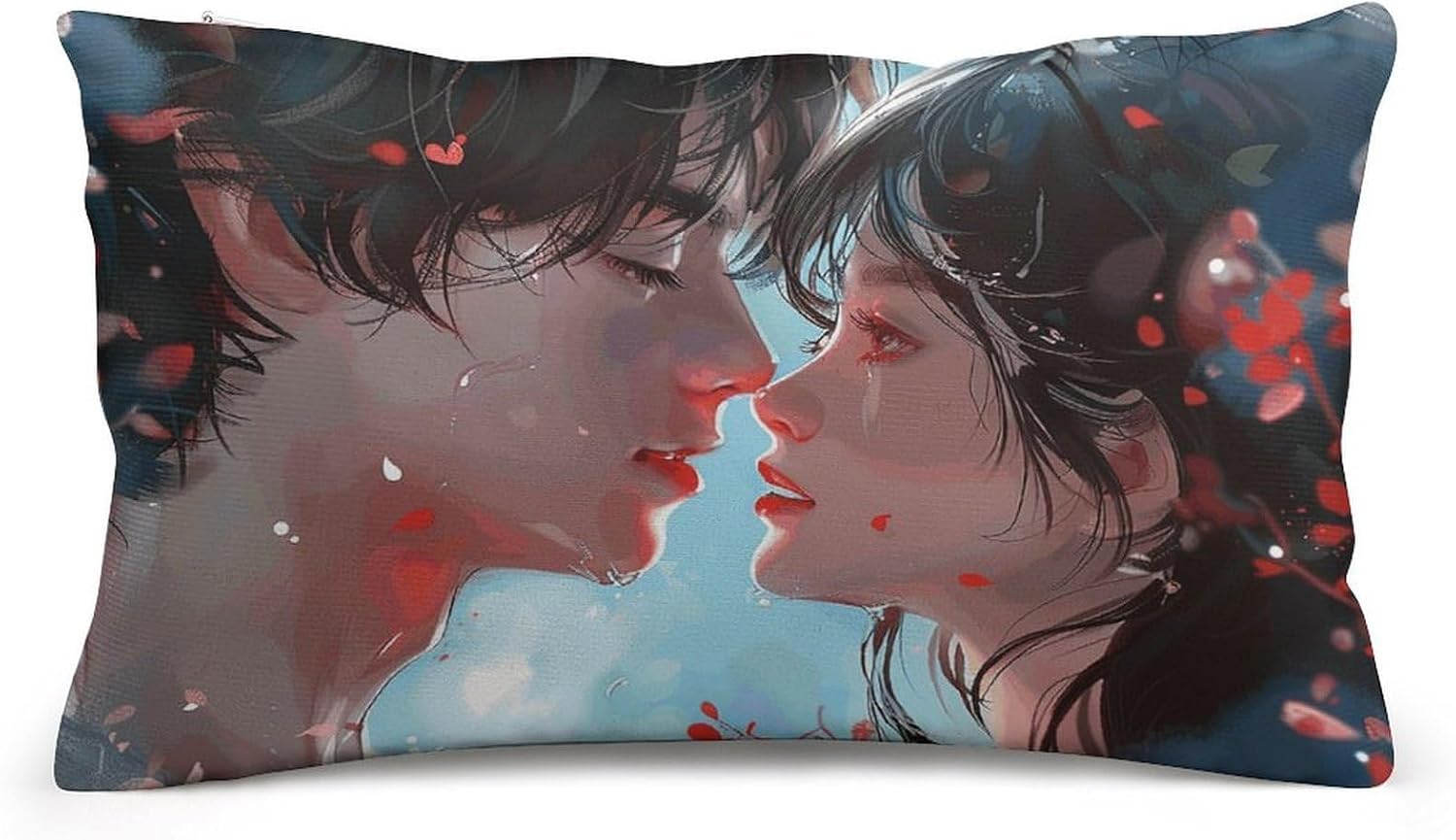 Anime Style Couple Throw Pillow Covers with Hidden Zipper
