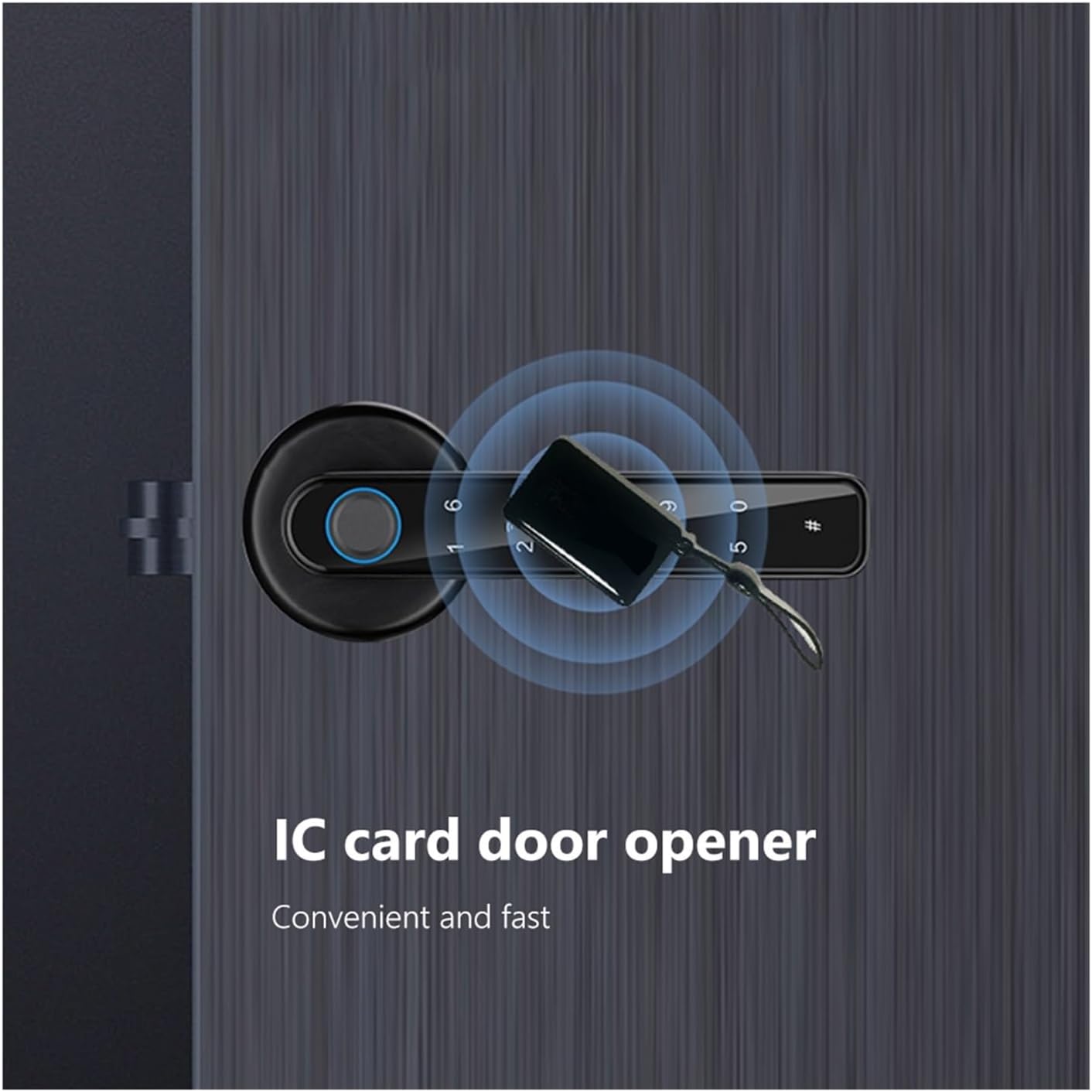 スマートロック 指紋セキュリティハンドルロック生体認証パスワードキーロック解除タイプCドア用緊急充電(Silver)