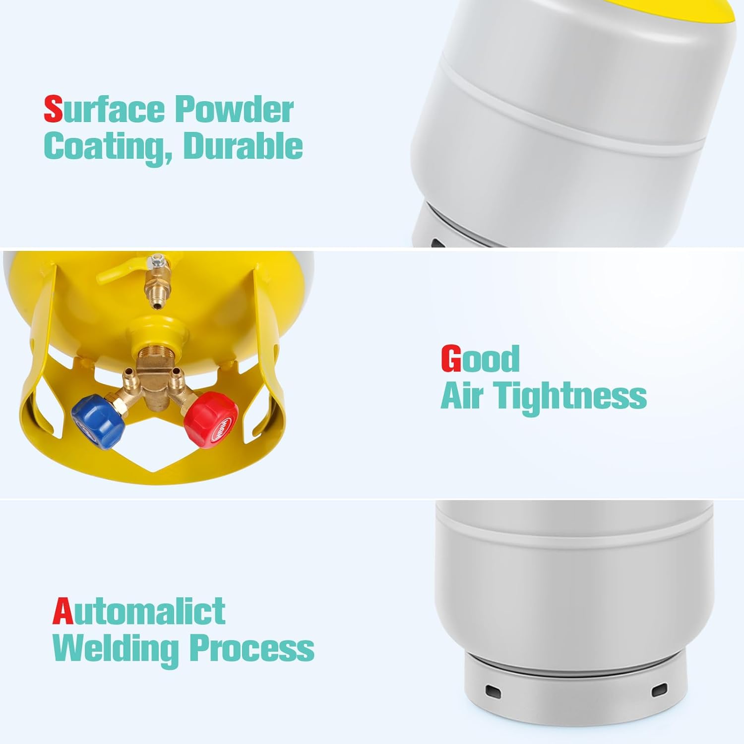 Dollate 50LB Refrigerant Recovery Tank for R12, R22, R134A, R410A, etc HVAC Cylinder Refrigerant Recovery Cylinder Tank 1/4 SAE Y-Valve Freon Recovery Tank