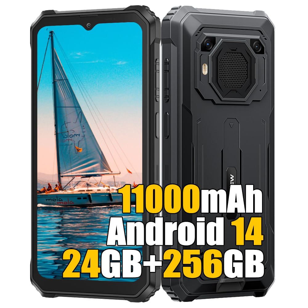 Blackview BV6200 Plus Rugged Smartphone Android 14, 24GB+256GB 11000mAh Telefono Indistruttibile Cellulare Robusto, 16MP+13MP, 6.56" HD+ Cellulari Resistente IP68, 4G LTE, NFC, OTG, GPS, Nero