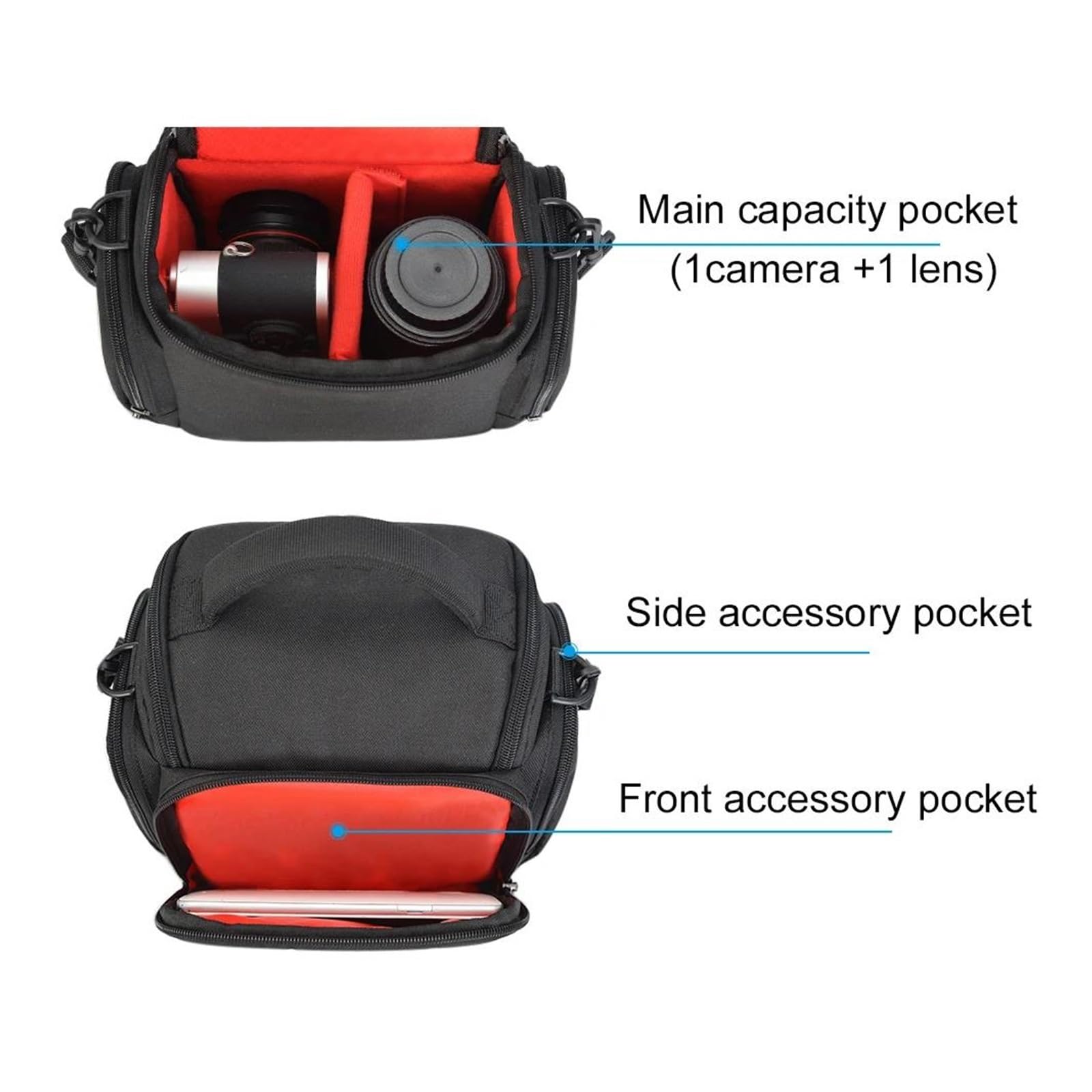 Étui pour appareil photo reflex numérique pour Ni&ko&n fc Z30 Z50 Z5 Z6 Z7 D3500 D5600(Large)