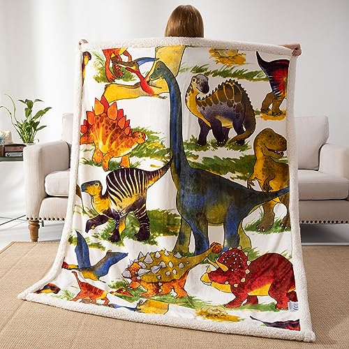 COSUSKET Throw Blanket for Kids Sherpa 50×60 inches, Jurassic Park Blankets, Super Soft Fuzzy Plush Flannel Blanket Boys Girls Gifts