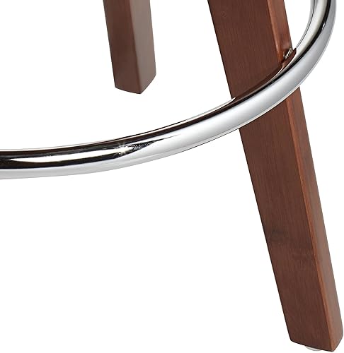 Miniatura 7 de Studio 55D Darnton - Taburete giratorio de madera de nogal oscuro, color marrón, 26 12 pulgadas de alto, mediados de siglo, moderno, de piel