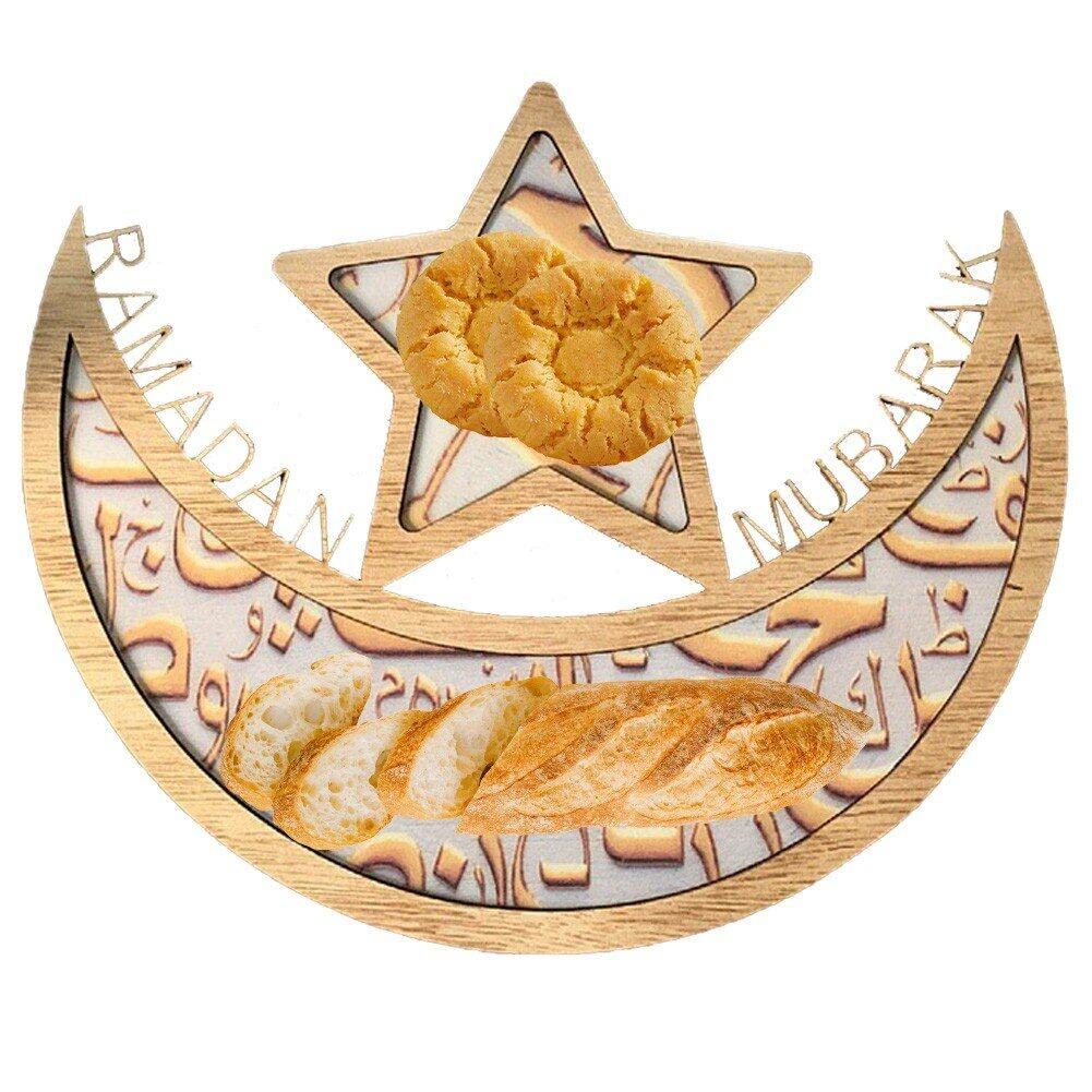 Cadeau de l'Aïd Moubarak avec ce plateau en bois de service pour bonbons et gâteaux
