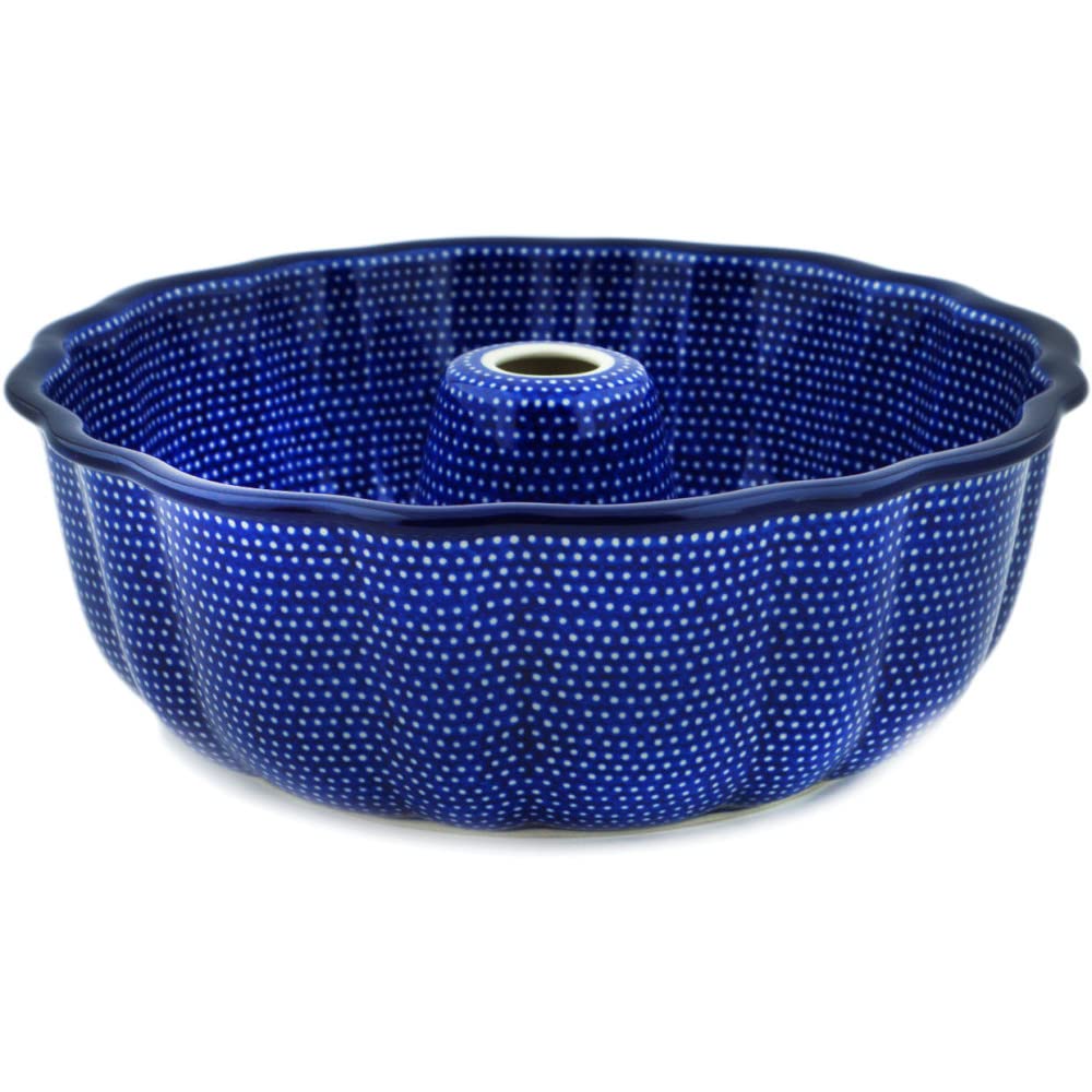 Polish Pottery bundt cake made by Ceramika Artystyczna (Starry Night Theme) Signature UNIKAT + Certificate of Authenticity