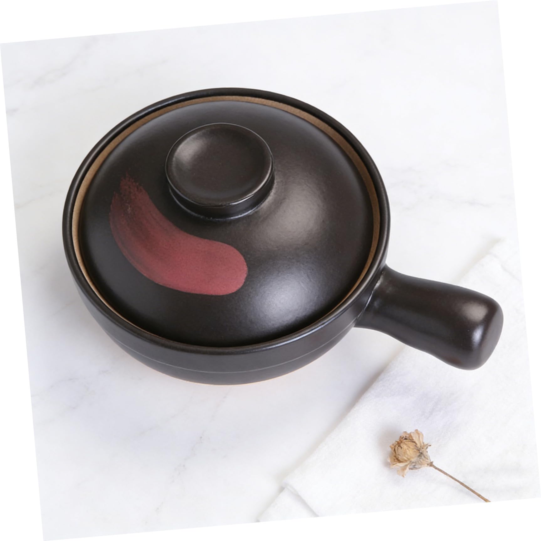 Olla de Barro para Guisado del Hogar Superficie Lisa y Fácil de Limpiar, Cazuela Tradicional de Arcilla Adecuado para Reuniones Familiares y Fiestas Jardín