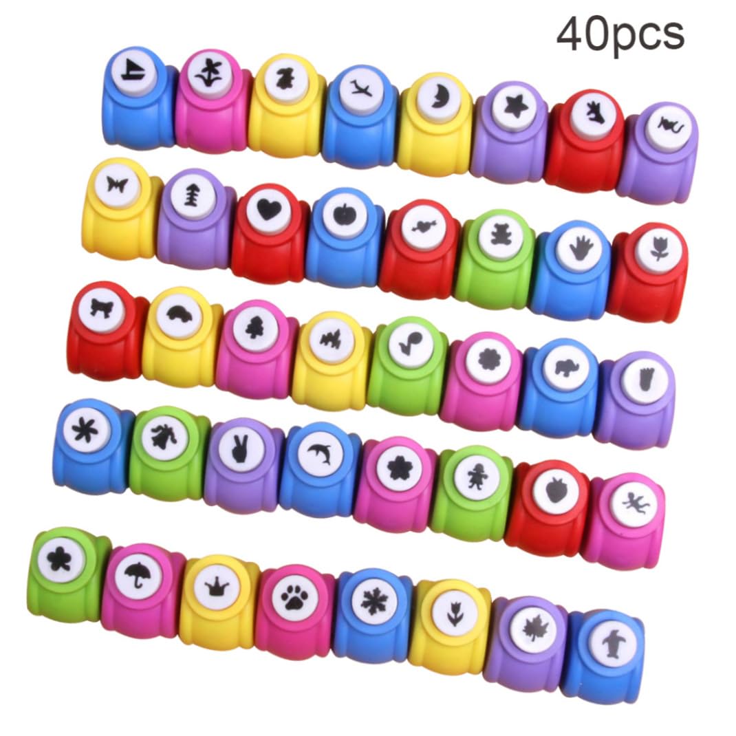 Mini perforadora de papel para álbumes de recortes, perforadora con forma de agujero, herramienta de estampado para manualidades DIY para niños, 40 Uds.