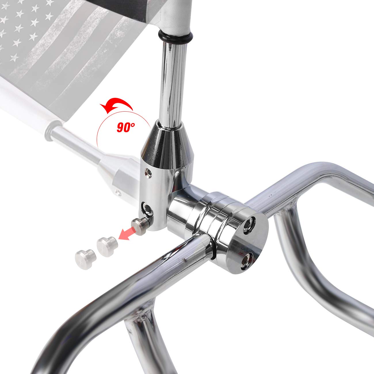 Soporte para mástil de bandera de motocicleta y seguridad pirata, bandera de doble cara, plegable de 90 grados, apto para portaequipajes tubular redondo de 1/2 pulgada, Harley Touring Spring, Honda