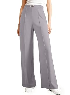EVAELSS Wide Leg Pants Women Straight Elastic High Waisted Work Slacks Business Casual Pleated Dress Pants Trousers