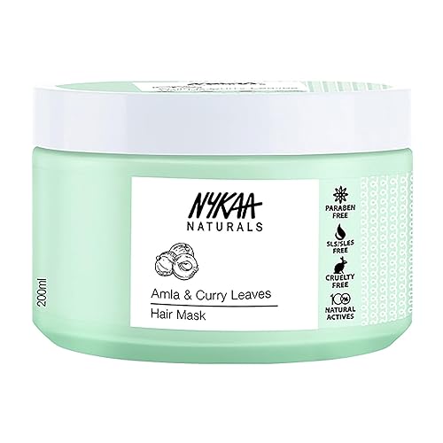 Nykaa Naturals Mascarilla capilar, amla y hojas de curry, 6.76 onzas, promueve el crecimiento, combate la pérdida de cabello, seguro para el cabello