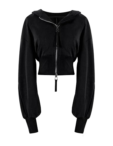 Arssm Cropped Hoodie Women Zip Up Long Sleeve Sweatshirts Casual