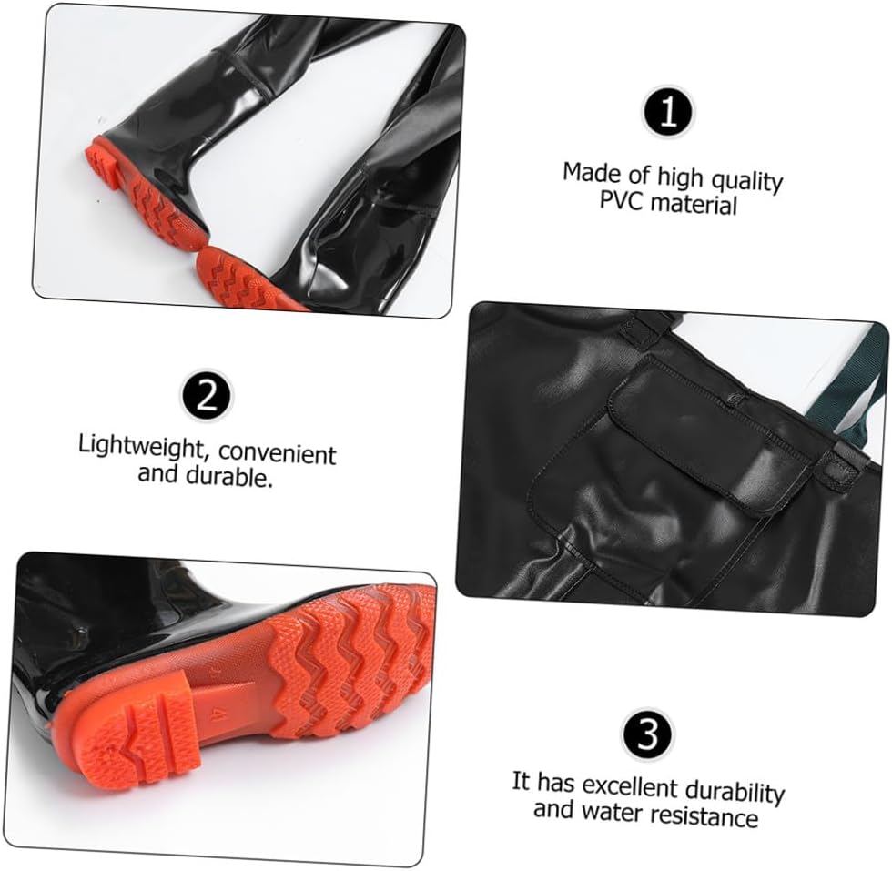 Waterproof Fishing Wading Suit Thickened Black Overalls 1pcs Men’s Wading Pants for Outdoor Sports and Fishing