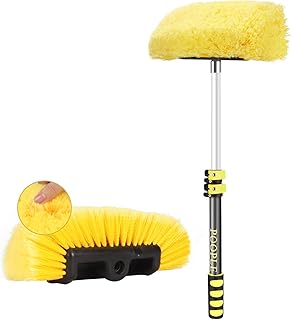 1.5-3 Foot Car Wash Brush | Lightweight Extension Pole Handle | 12-Inch Soft Bristle Washing RV, Boat, Solar Panel, Deck, House Siding | Scrub Brush for Cleaning | Floor Brush