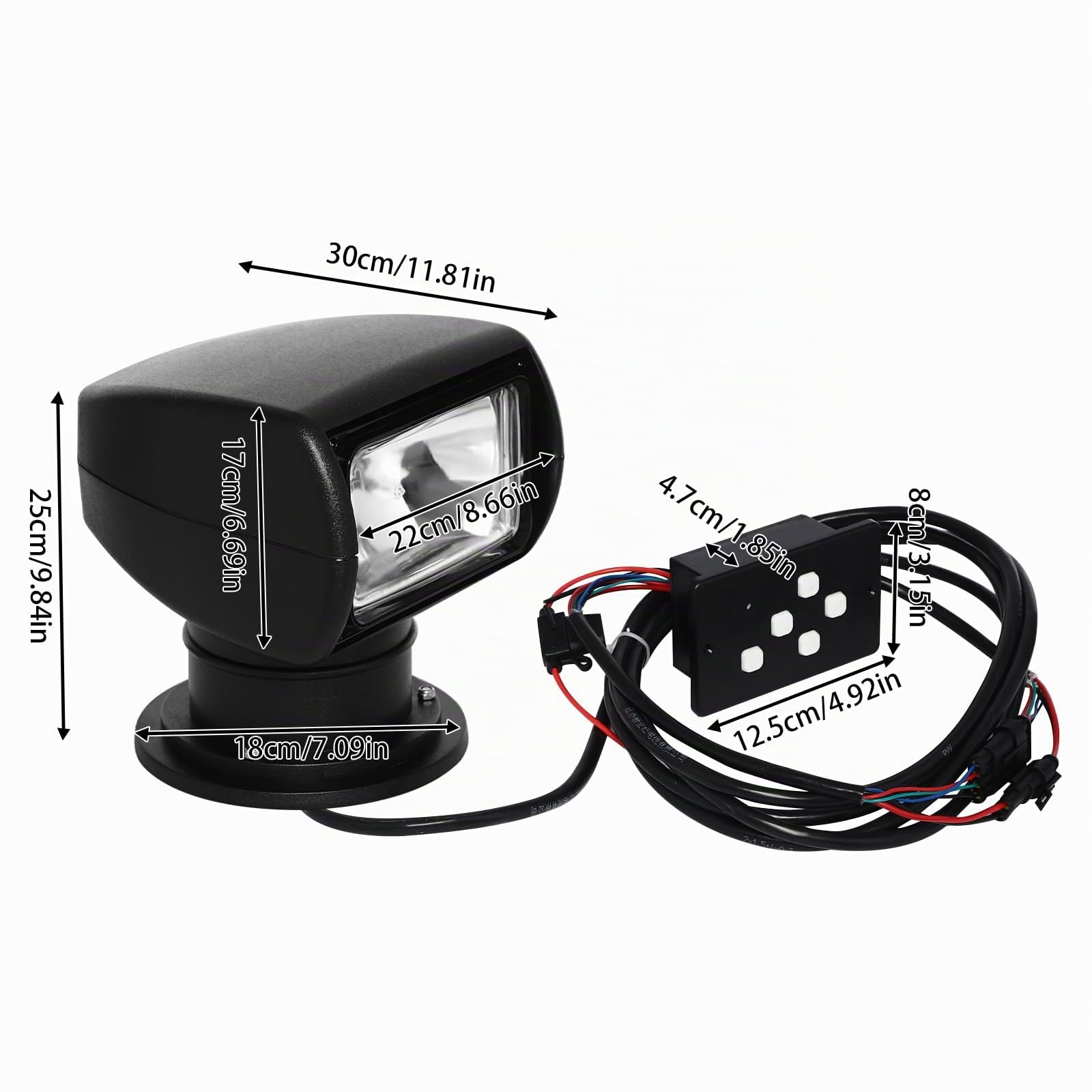 Projecteur Marin 12V 100W Phare De Recherche Pour Bateau Projecteur Télécommandé Ampoule Halogène Projecteur De Voiture Étanche Pour Bateau