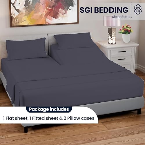 Miniatura 2 de SGI bedding Juego de sábanas de algodón egipcio de 600 hilos, tamaño King, con división superior, para cama ajustable, tamaño King, 36 pulgadas,