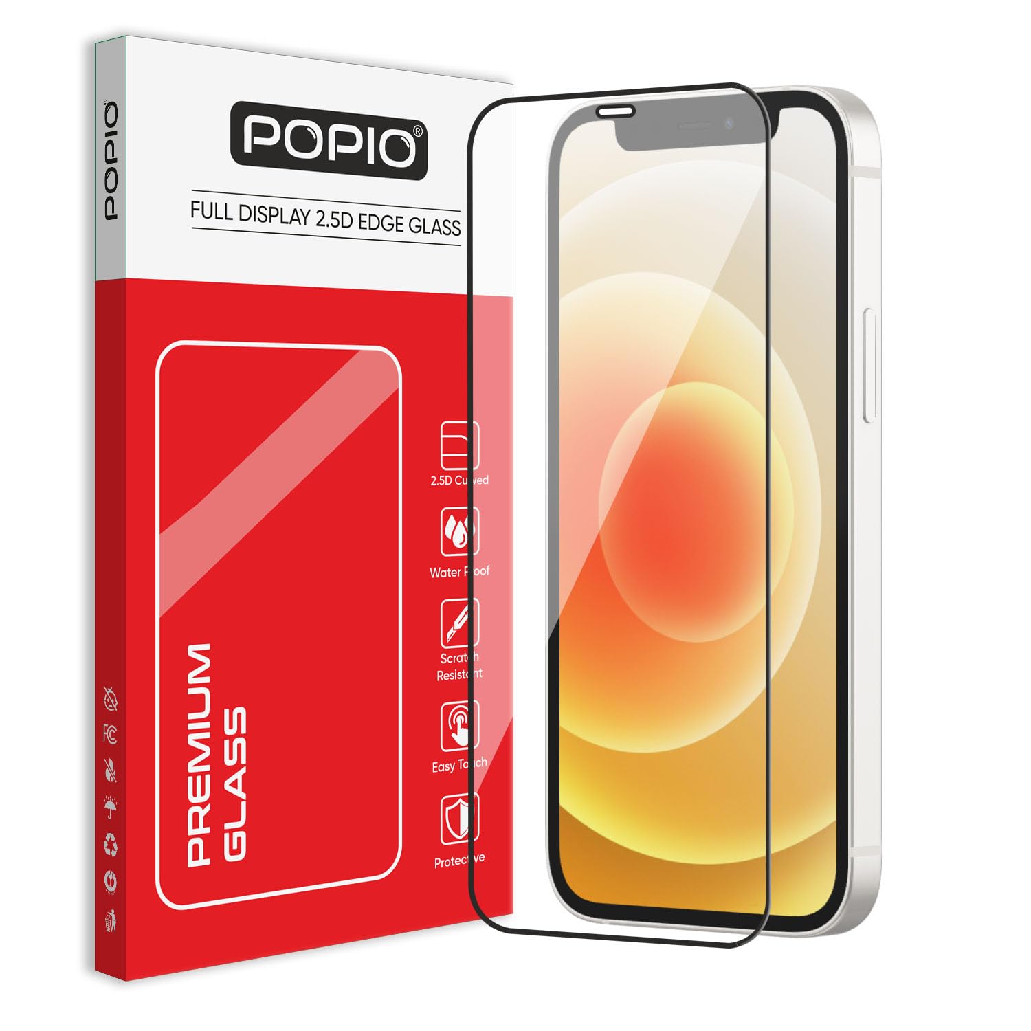 Military-Grade Gorilla Tempered Glass Compatible For iPhone 12 Mini (Black) Edge To Edge Coverage With Easy Installation Kit