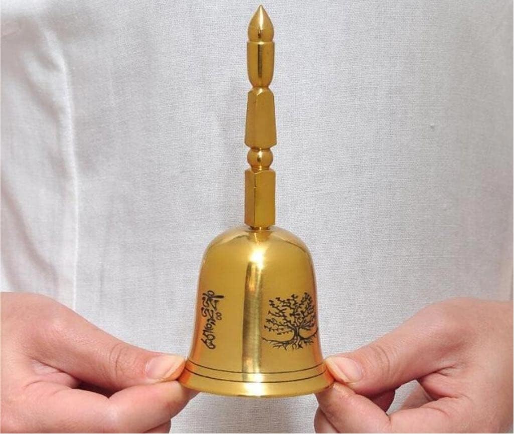 Campanello a mano, campanello natalizio, campanello for aula Lussuosa campana portatile in rame fatta a mano, campana for servizio di decorazione con motivo ad albero dei soldi, buon significato/regal