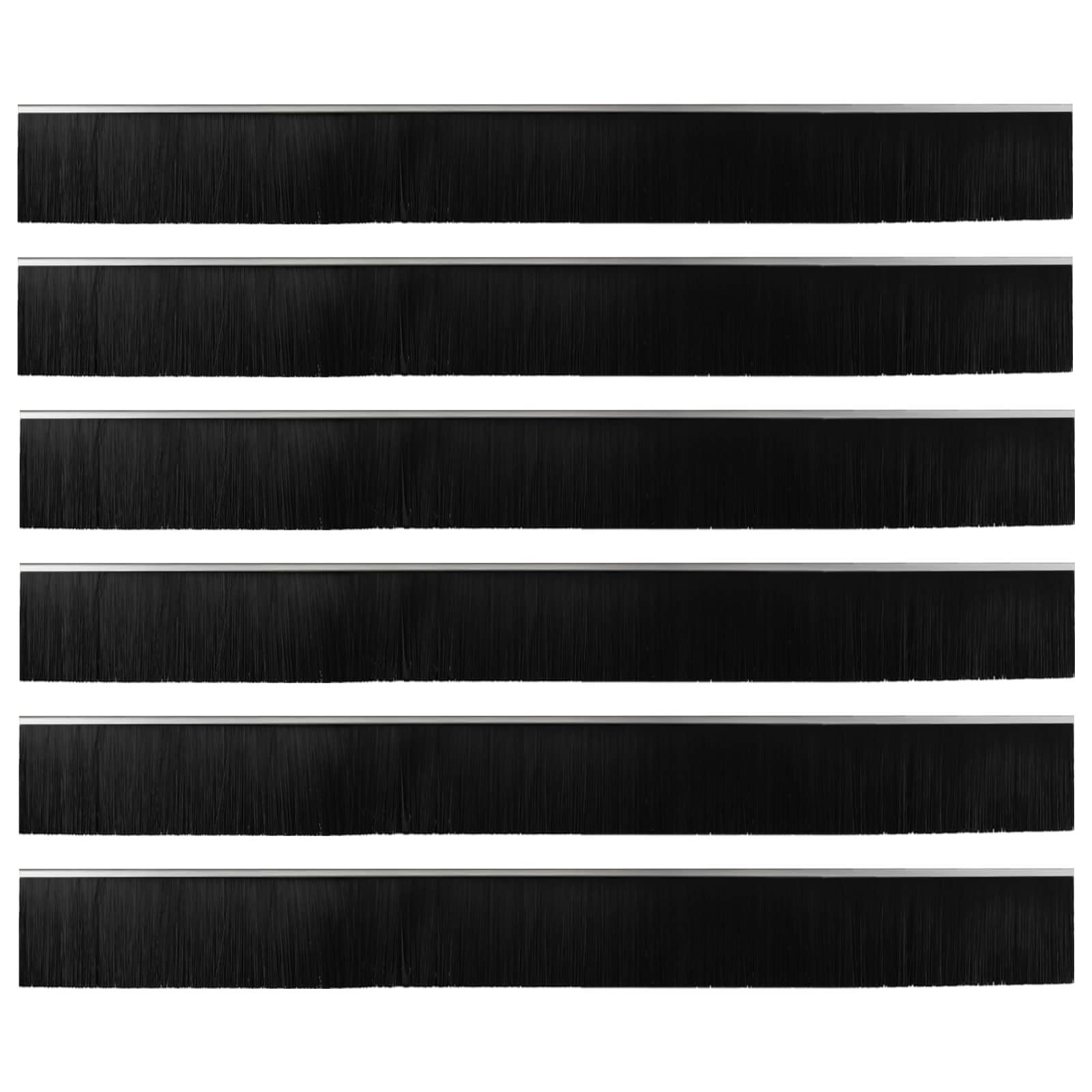 Selbstklebende Türbürstendichtungen 6er Set 100 cm, Zugluftstopper für Türen, Türdichtung mit Aluminiumlegierung, Schallschutz und Staubschutz für den Innenbereich, Silber