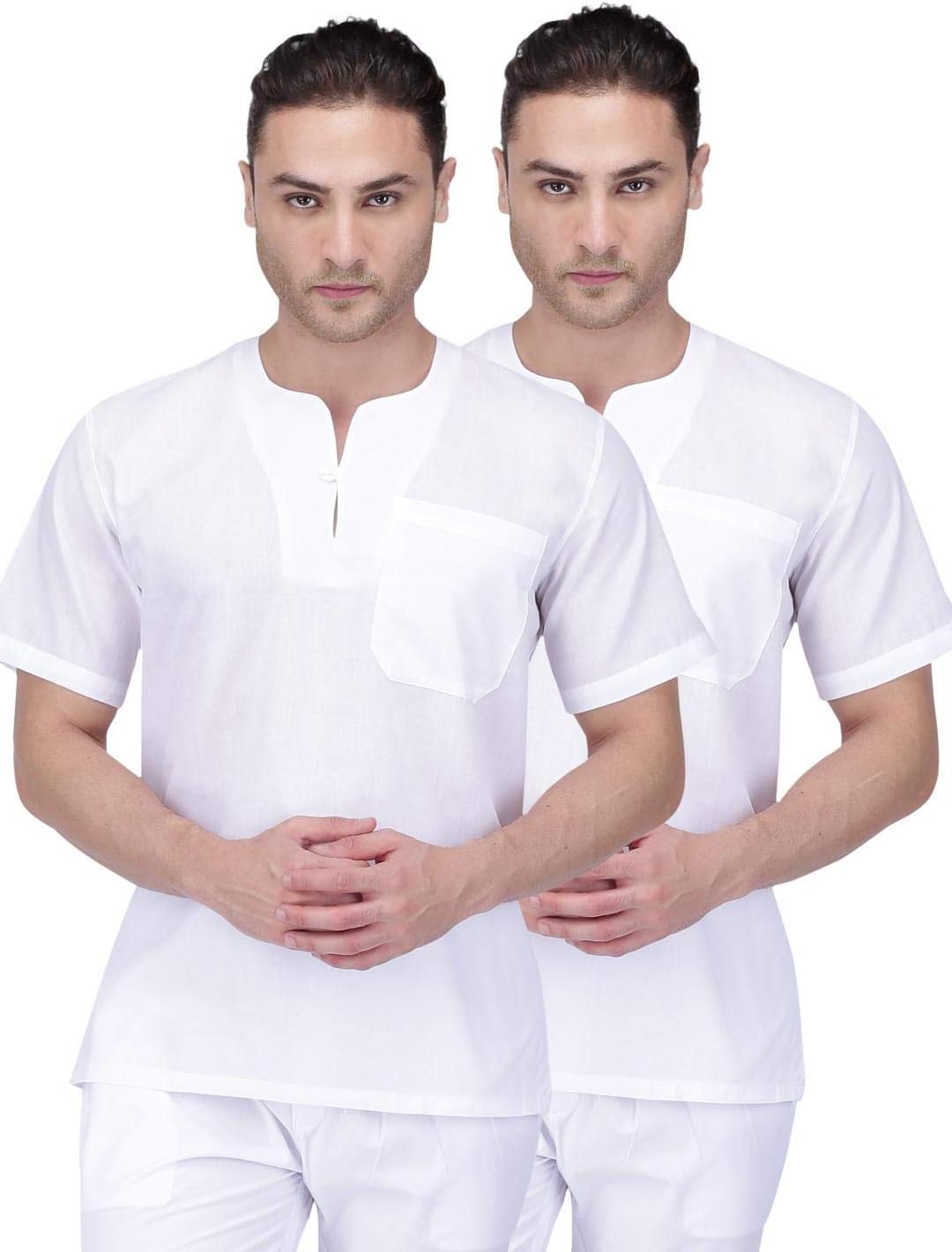 Rajubhai HargovindasMen's Cotton V-Neck Straight Short Kurta