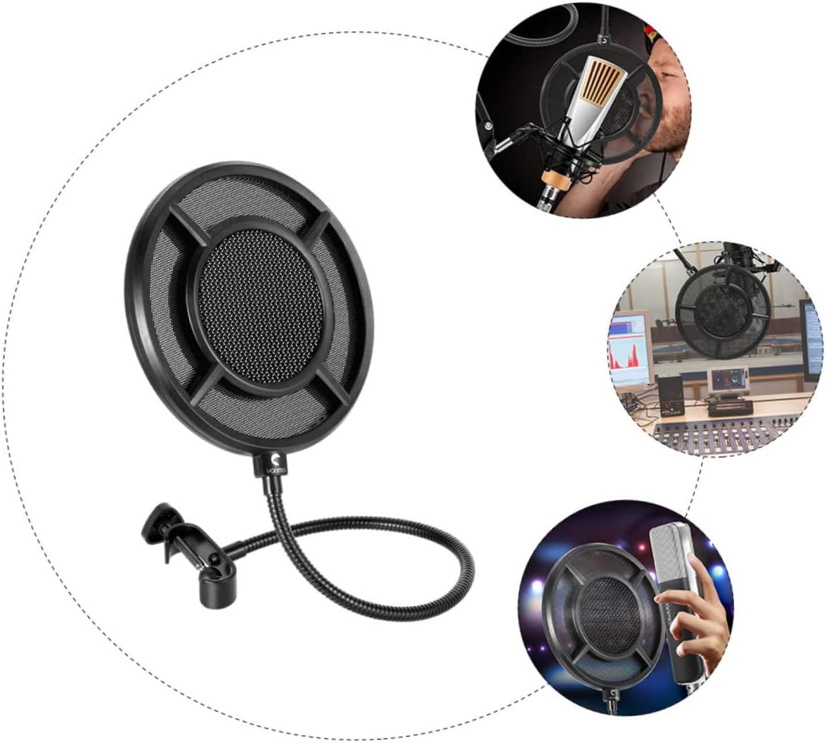 1pc Microphone Filter Windproof Cover Black Steel Mesh Shield for Recording Studio Rotation Protects against Wind and Saliva for Professional Use
