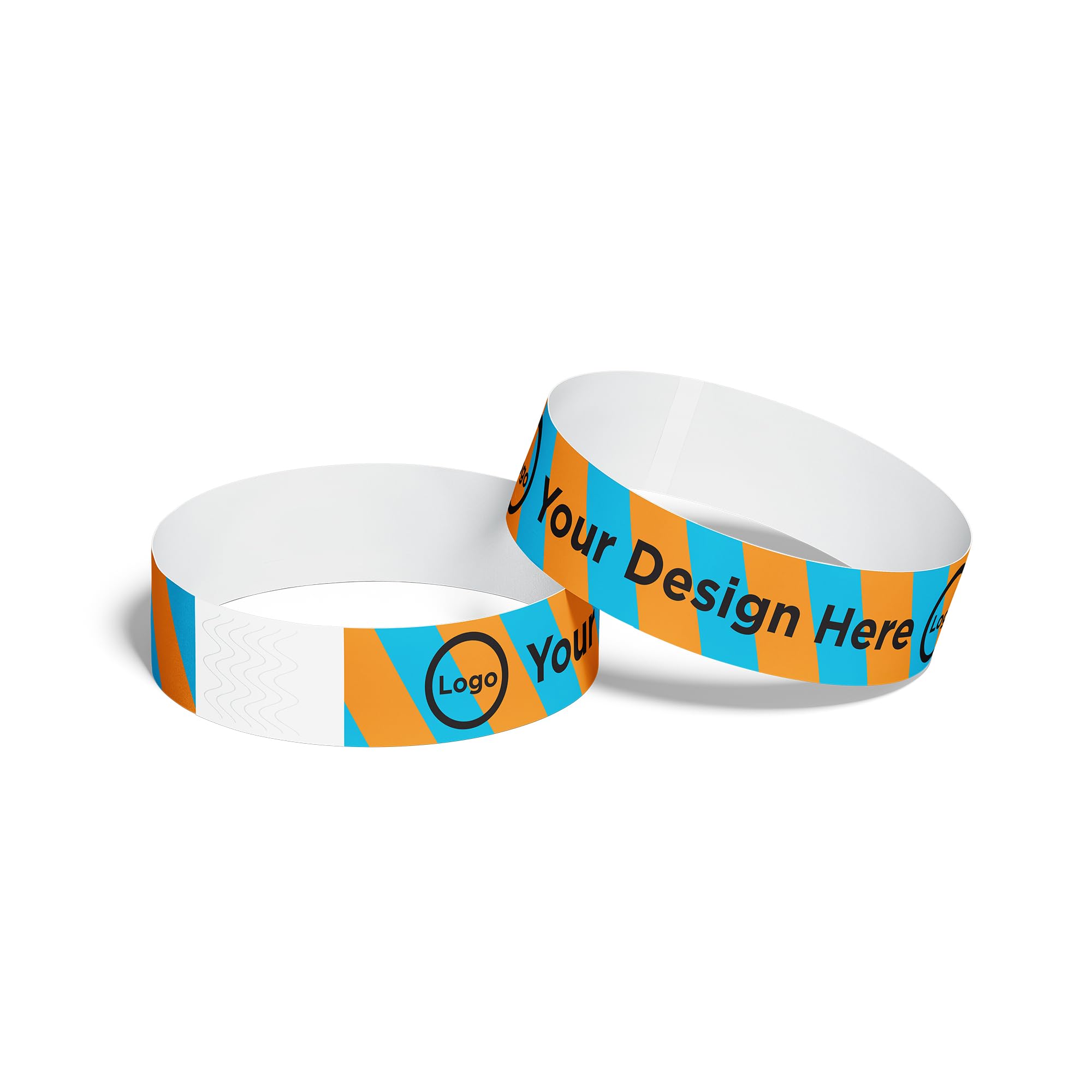 ID&C Printed Striped Tyvek Paper Event Wristbands – 1000 Numbered Tamper Proof Security Wristbands for Events, Entry & Festivals – Neon Blue and Neon Orange Stripe