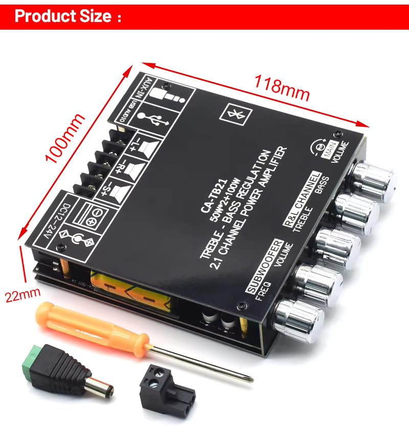 Image of DHRUVPRO CA-TB21 2.1Channel BT Amplifier Board Original TPA3116D2 Chip 2x50W+100W HIFI Audio Power Amplifier Board ZK-TB21