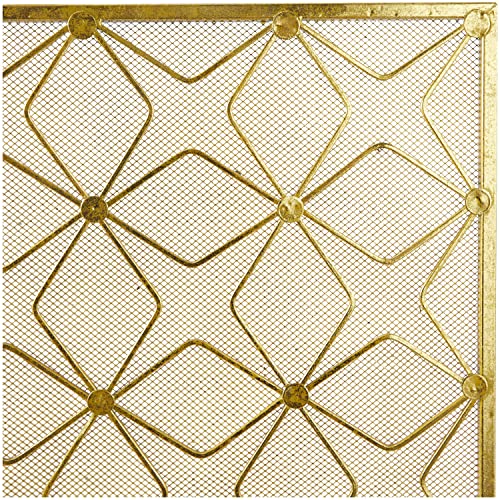 Deco 79 Metal Geometric Star Patterned Single Panel Fireplace Screen With Mesh Netting, 38" X 9" X 28", Gold #TOP6