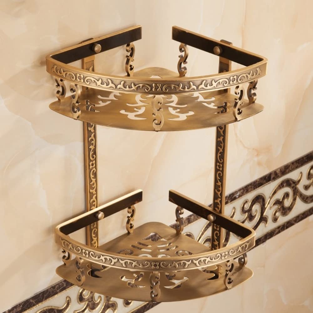 Shower Caddy 40cm Length Antique Aluminum Bathroom Corner Shelf Bathroom Holder Bathroom Shelf Shower Room Basket Bathroom Accessories