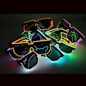 Amazon.com: Kaupuar Glowing LED Pixel Glasses - 8 Bit - for