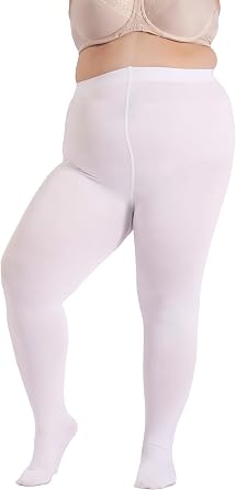 DancMolly Plus Size Opaque Black Tights for Women Control Top High Elastic Pantyhose