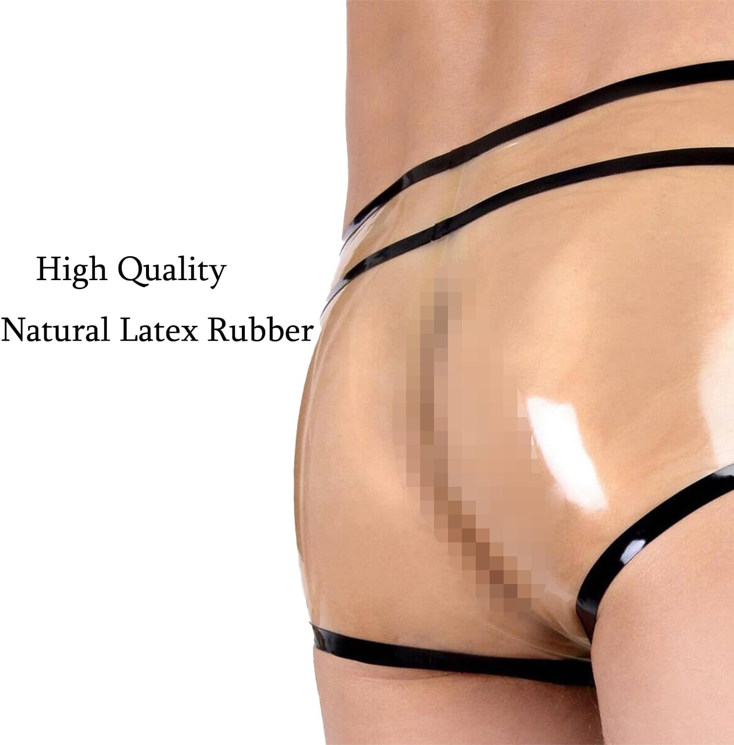 IOKUKI Latex Rubber Boxer Briefs for Men,Latex Panties Transparent with Black Edge Handmade Shorts