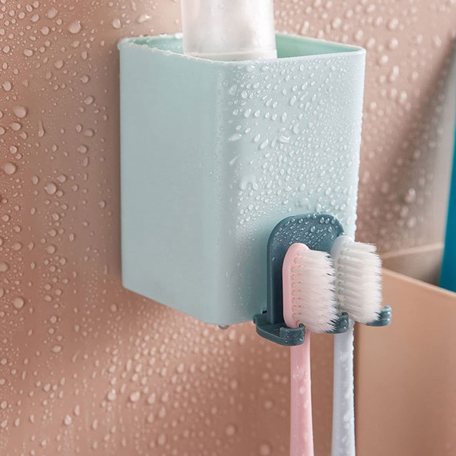 Portacepillos de Dientes multifunción de Pared, dispensador de Pasta Dental, afeitadora, Organizador de baño (Verde)