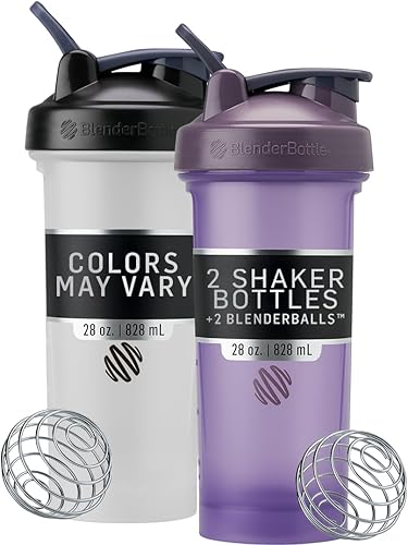 BlenderBottle Classic V2 - Botella mezcladora perfecta para batidos de proteínas y antes del entrenamiento, 28 onzas, los colores pueden variar,