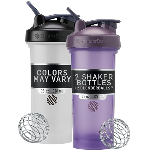 BlenderBottle Classic V2 Shaker Bottle Perfect for Protein Shakes and Pre Workout, 28-Ounce, Colors May Vary, 2 Pack