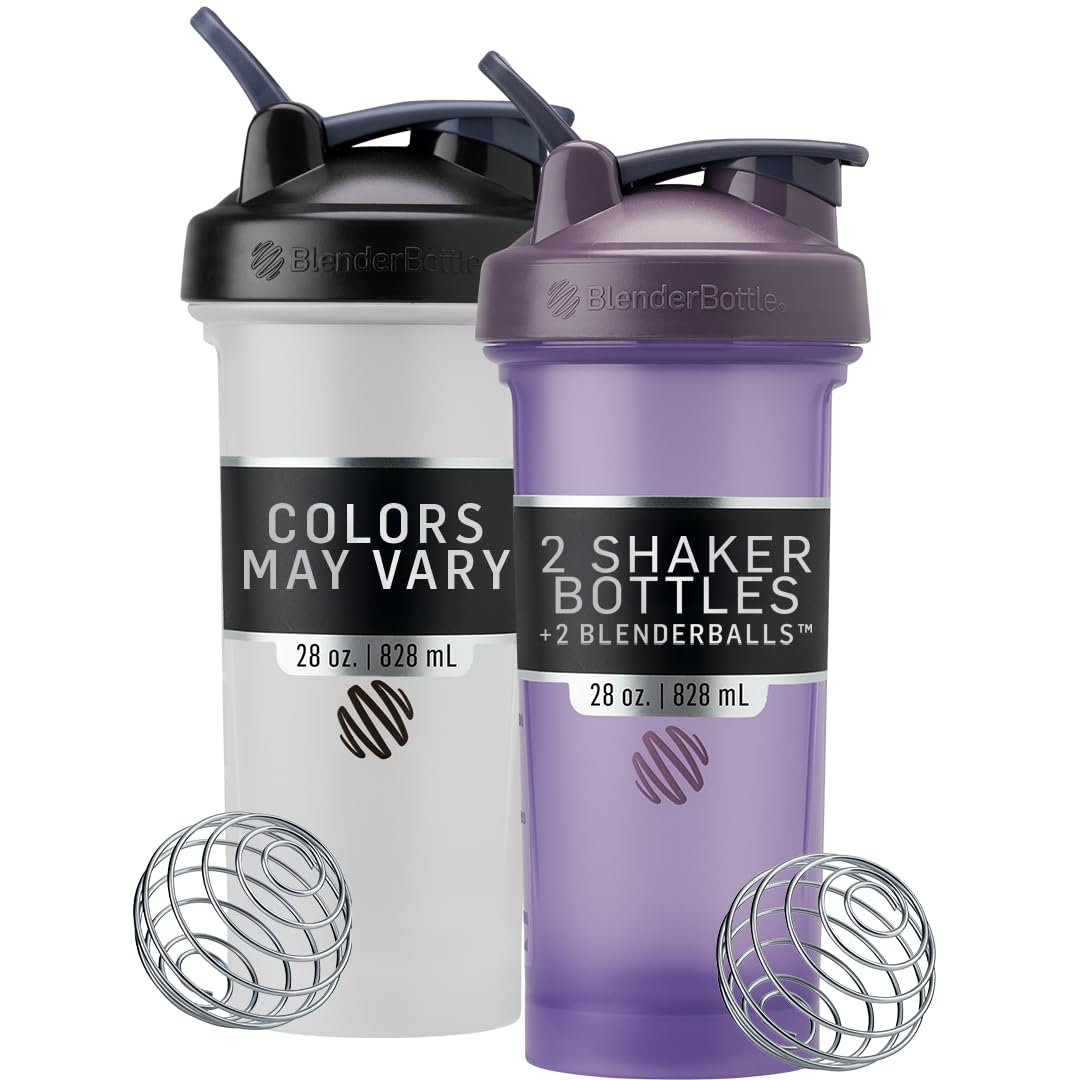 Classic V2 Shaker Bottle Perfect for Protein Shakes and Pre Workout, 28-Ounce, Colors May Vary, 2 Pack