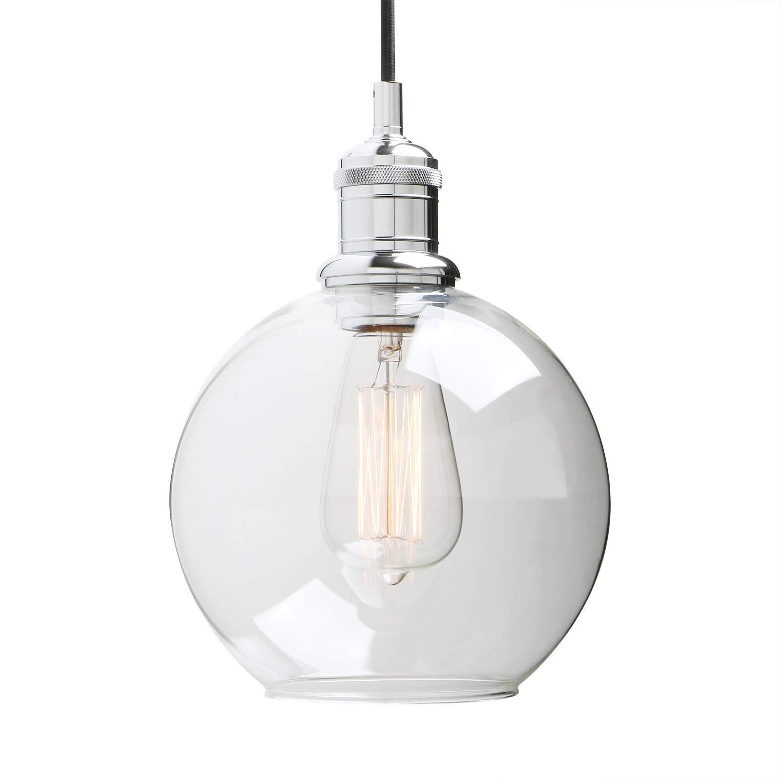 Oświetlenie przemysłowe 7,9 ”Globe Wiselant Lightings z przezroczystą abażurą, loft wiszące światła sufitowe
