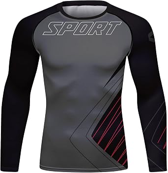 Red Plume Mens Compression Sports Shirt Cool 3D Bat Long Sleeve Tee