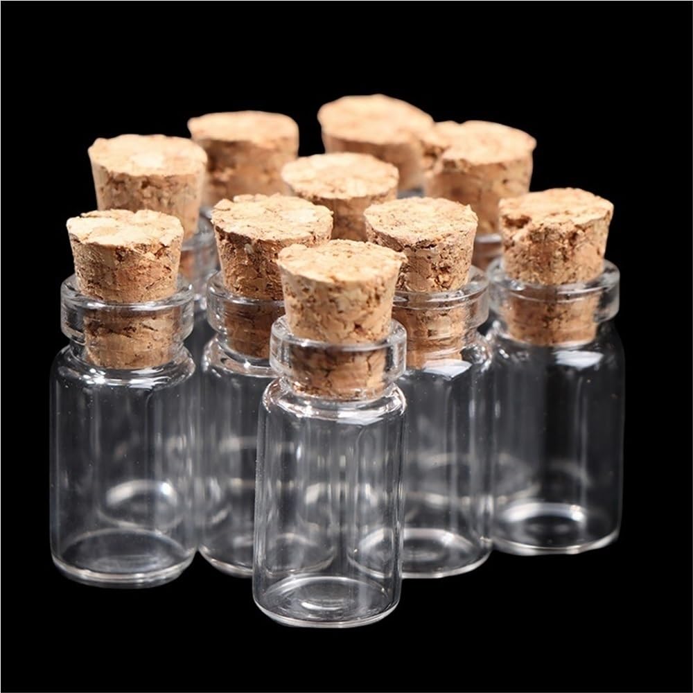 Loacea DIY Glass Jar 10pcs 21mm Miniature Glass Bottles, Diameter 11mm Mini Cork Vials for DIY Perfume