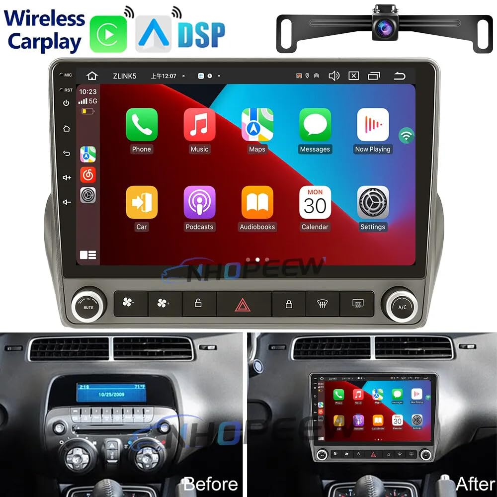 2+32G Double DIN Car Stereo Android 13 Car Radio for Camaro 2010 2011 2012 2013 2014 2015, 9 Inch HD Touch Car Screen Radio w/Backup Camera CarPlay & Android Auto