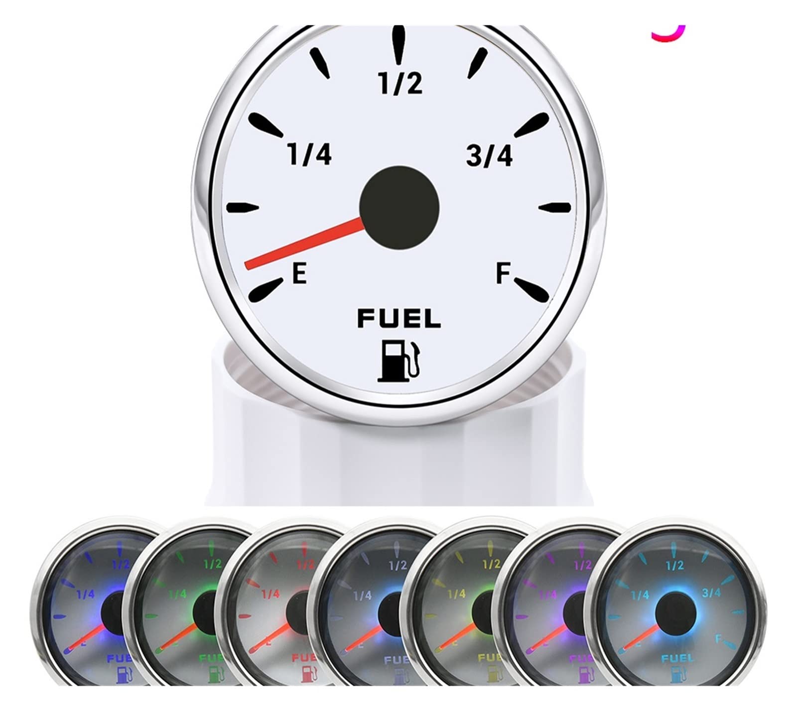 Cfwwsaq W Liquid Level Meter, 7 Color Backlight 52Mm Fuel Level Gauge 0-190 Ohm Ater Tank Gauge Meter Indicator 240-33 Ohm Oil Level Meter Auto Car Gauge(Ws 0-190 Ohm)