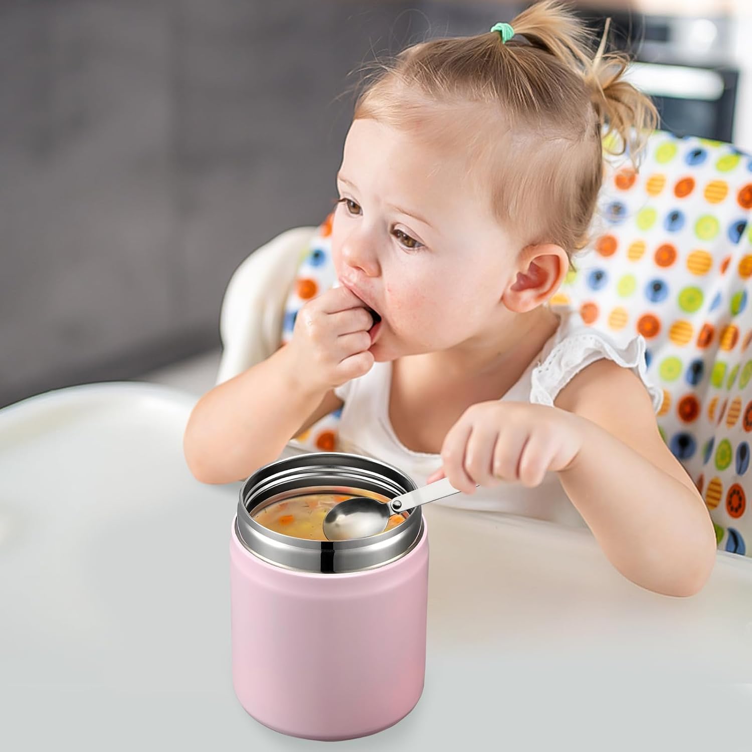 17oz Soup Thermo for Hot Food Kids Insulated Vacuum Food Jar with Stainless Steel Spoon Wide Mouth Thermo Leakproof Lunch Food Container Kids Hot Lunch Box (Pink) - Image 7