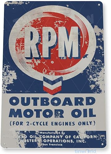 Tinworld Signo de estaño Motor fuera de borda RPM signo de aceite retro C988