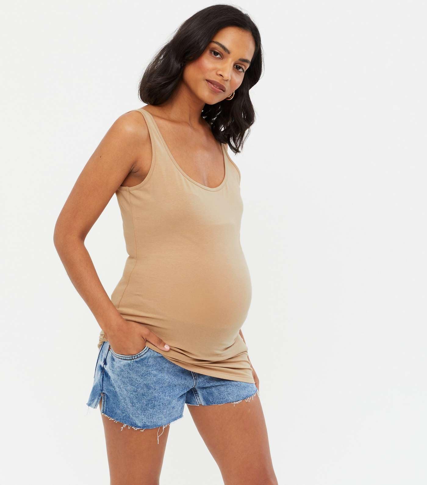 IKKAI Maternity Stretchable Fully Coverage Camisole High Waist Yoga Workout Camisole Comf Casual Tights Pack of 1 (S, Skin) - Image 3 thumbnail