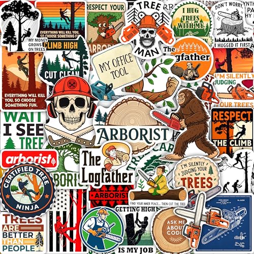 100Pcs Funny Arborist Stickers for Hard Hat Water Bottle Laptop - Funny Arborist Gifts & Party Supplies - Tree Work Chainsaw Stickers - Gift for Women & Men