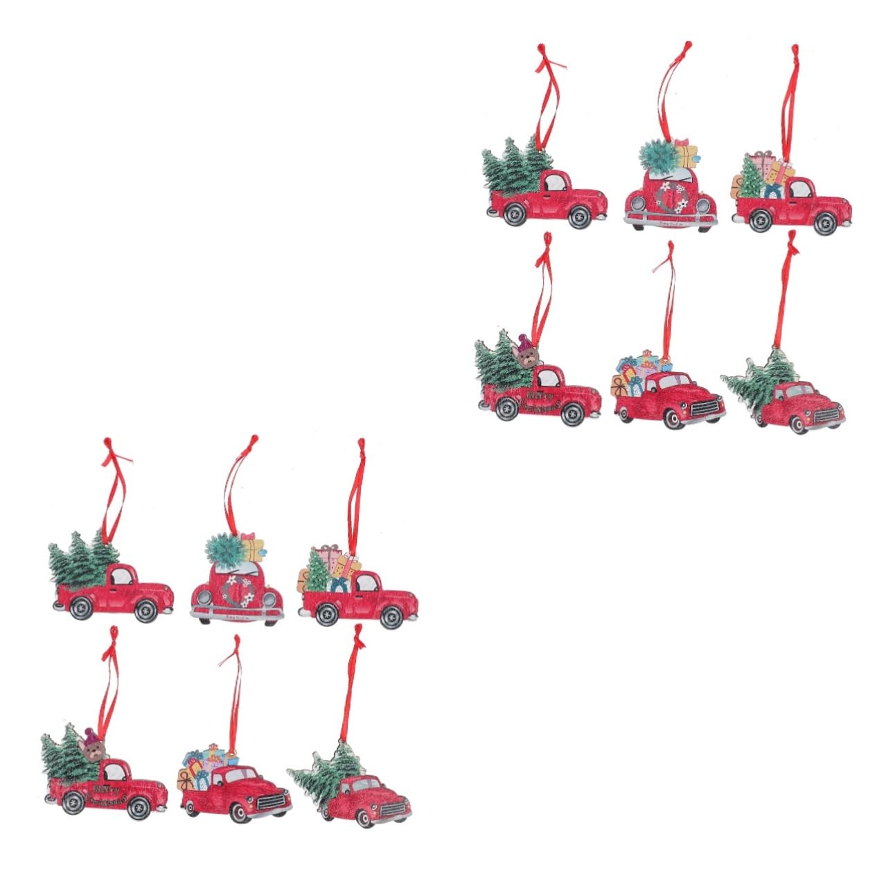 Ciieeo 2 Juegos De Colgantes Navideños De Madera Seguros Adornos Decorativos para Árbol De Navidad Adornos De Madera para Coche para Festivales (6 Unidades)