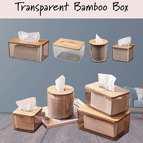 Miniatura 2 de Caja de pañuelos para el hogar, contenedor de almacenamiento de toallas de papel, tapa de bambú, servilleta, decoración ecológica de madera para